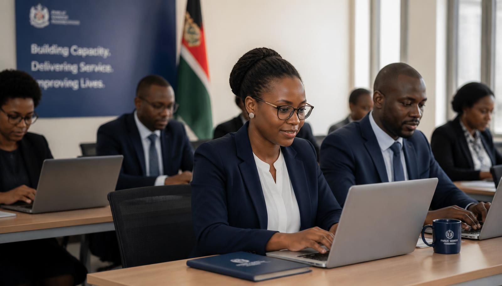 Public officers taking part in a digital skills training session